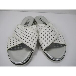 Women's Sam & Libby Jojo White Slide Sandals Size 10 White Silver‎